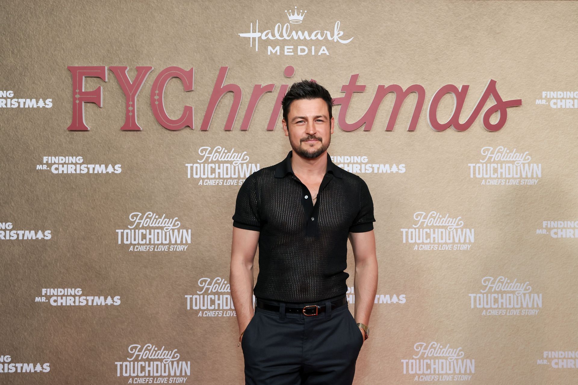 Tyler Hynes attends Hallmark Media's Emmys FYChristmas event with Holiday Touchdown: A Chiefs Love Story and Finding Mr. Christmas (Photo by Rodin Eckenroth/Getty Images for Hallmark Media)
